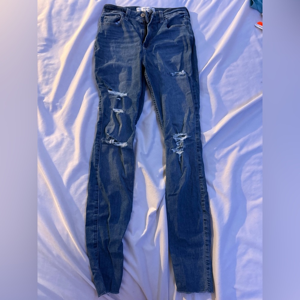 Hollister Blue Skinny Jeans Distressed Denim